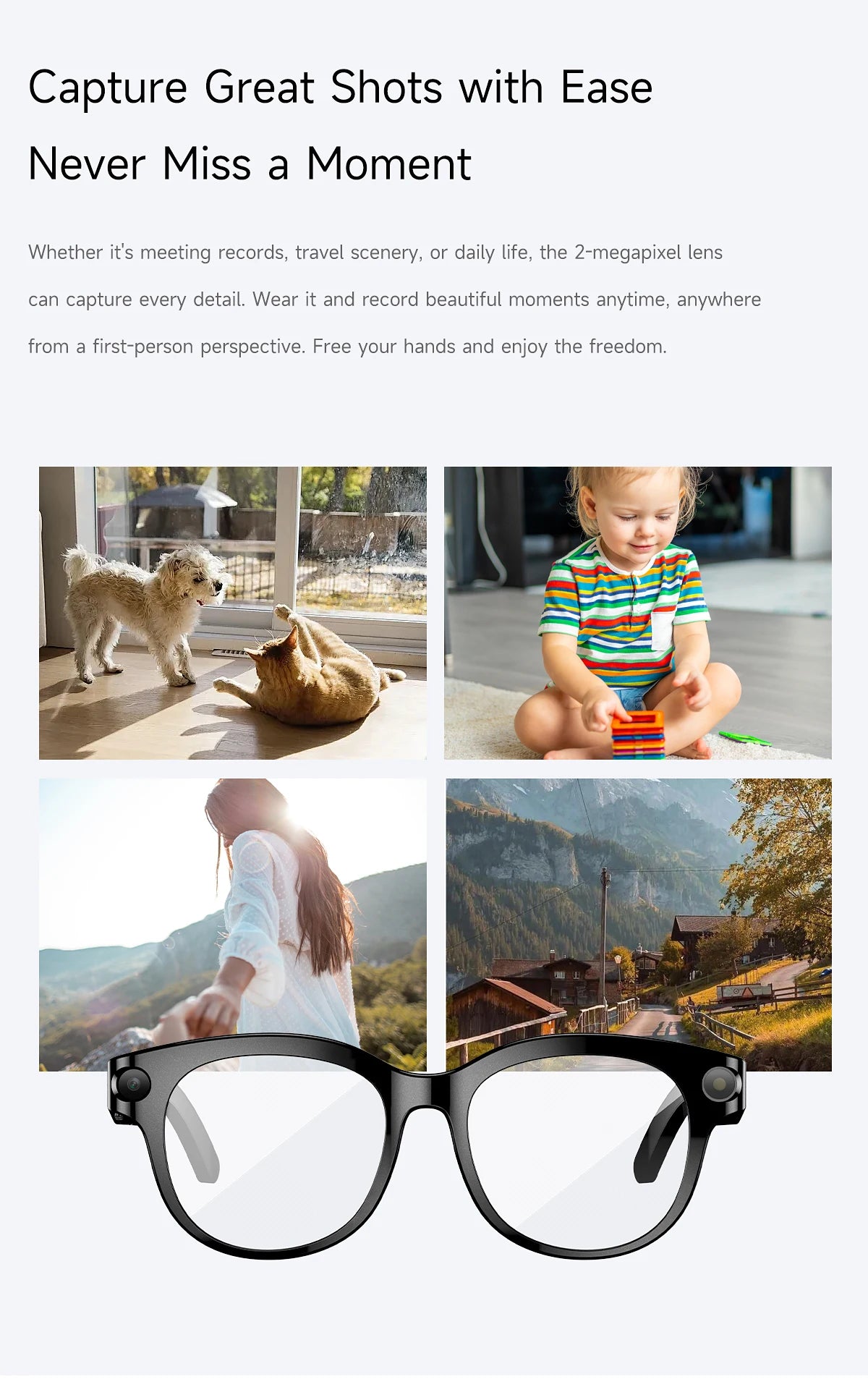 2026 AI Smart Glasses 200W HD Camera 1080P Translation AI Voice Assistant Music Playback LED Flashlight Men Women Smart Glasses