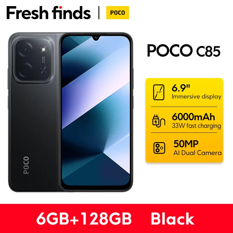 【World Premiere】POCO C85 Global Version Smartphone 128/256GB Helio G81-Ultra 6000mAh battery 6.9" display 50MP Camera 33W NFC