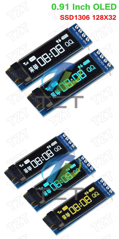 1/3PCS 0.91 inch OLED module 0.91" white/blue OLED 128X32 OLED LCD LED Display Module 0.91" IIC Communicate for ardunio