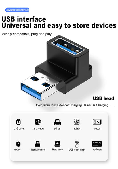 10 Gbps USB Upward Elbow Adapter for Laptop PC Connector Converte USB 3.0 Male to Female 90 Degree Right Angle Extension Adapter