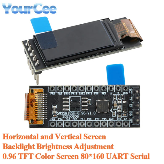 0.96 Inch 0.96" TFT Color Screen Serial LCD Display 80*160 SW32M55A4 MCU Development Board Horizontal and Vertical Screen