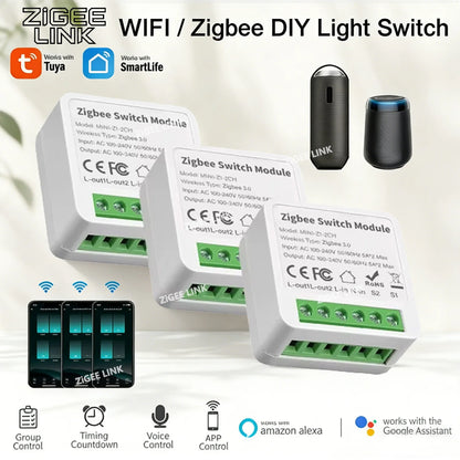 16A/20A Tuya Smart WiFi/Zigbee3.0 Switch APP Control Switch Mini Breaker Smart Life Control Support Alexa Home Yandex Alice
