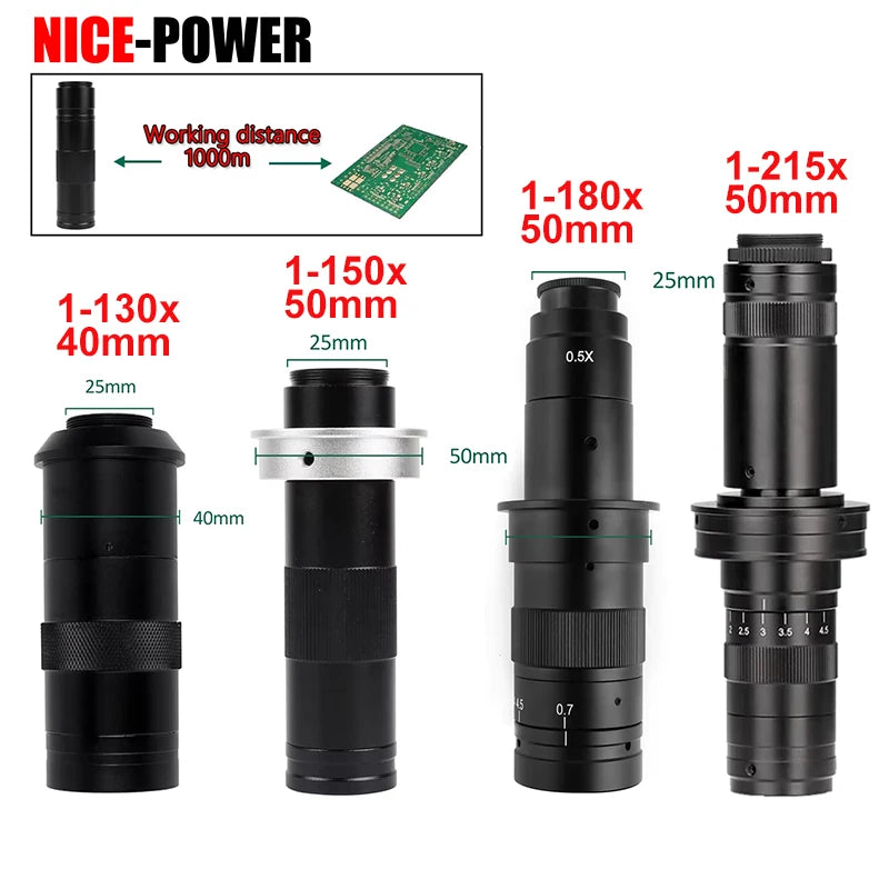 130X 150X 180X 215X zoom C Mount Lens Magnification Adjustable 0.7X~4.5X Optical Zoom Lens For HDMI USB Microscope Camera