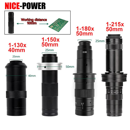 130X 150X 180X 215X zoom C Mount Lens Magnification Adjustable 0.7X~4.5X Optical Zoom Lens For HDMI USB Microscope Camera