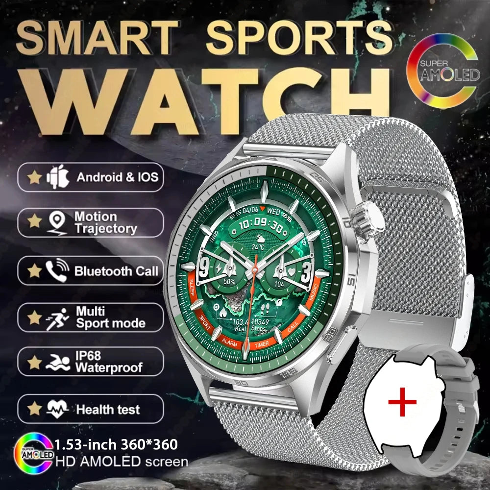 2026 New Watch 6 NFC Bluetooth Call Smart Watches Men GPS Tracking Sports Fitness IP68 Waterproof 1.53inch AMOLED Smartwatch