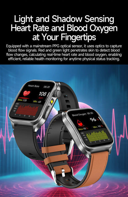 2026 New 650nm Laser Therapy Health Smartwatch Men ECG Blood Pressure Lipid Uric Acid Bluetooth Call Smart Watch For Android IOS