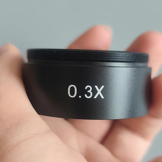 0.3X Barlow Lens Objective Microscope Auxiliary Objective Lens Mounting Thread 48mm Working Distance 250mm