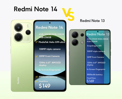 【Brand+】Global Version Xiaomi Redmi Note 14 MediaTek Helio G99-Ultra 108MP AI 5500mAh 6.67" AMOLED 120Hz Display