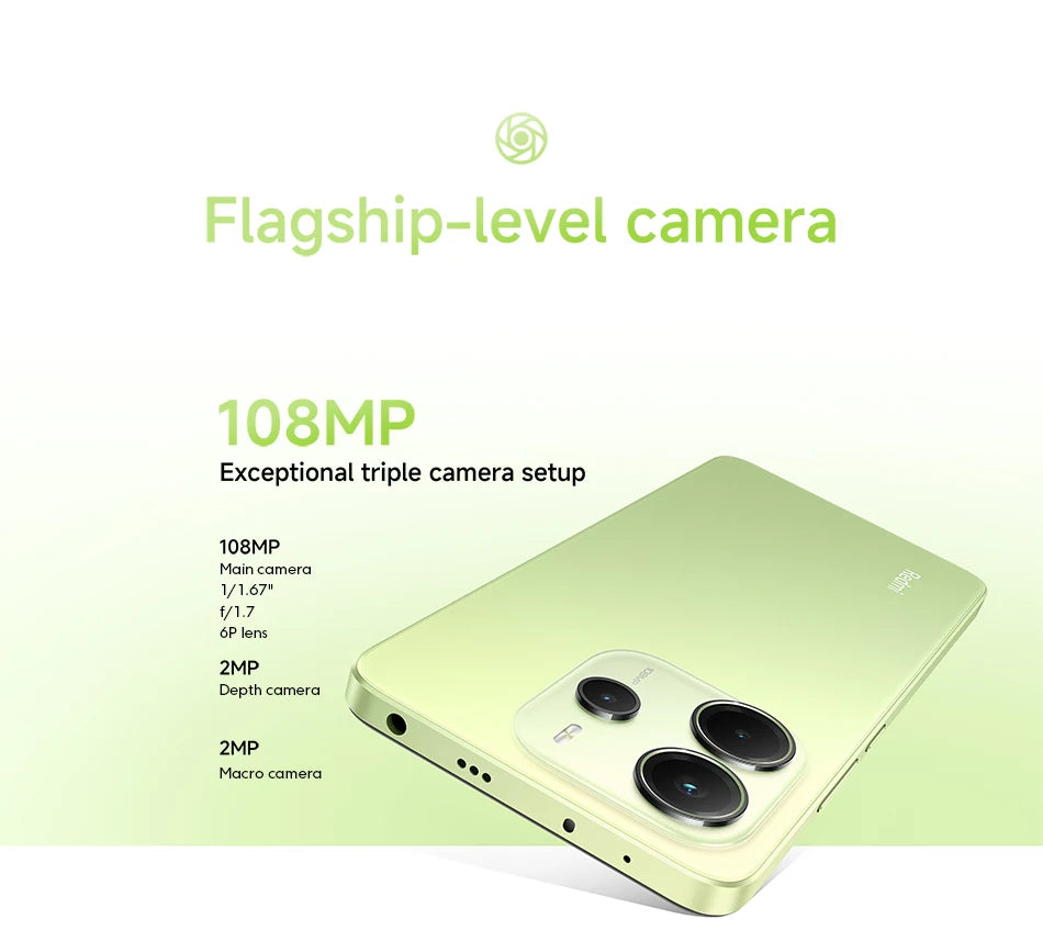 【Brand+】Global Version Xiaomi Redmi Note 14 MediaTek Helio G99-Ultra 108MP AI 5500mAh 6.67" AMOLED 120Hz Display