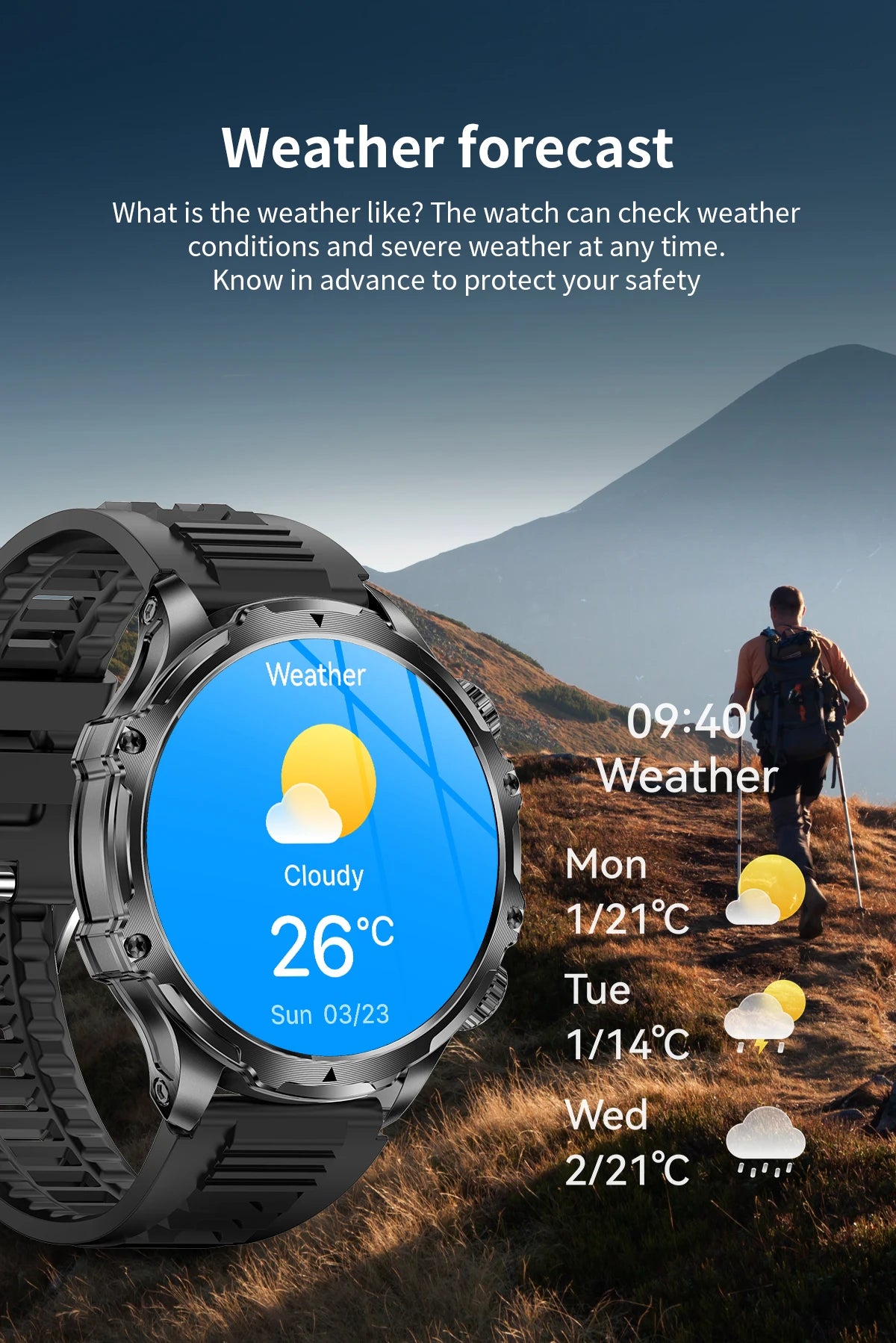 2025 New Men's Outdoor Sports Smart Watch 1.9" HD Touch Screen 800mAh Battery Life 100+ Sports Mode Fitness IPX8 Waterproof