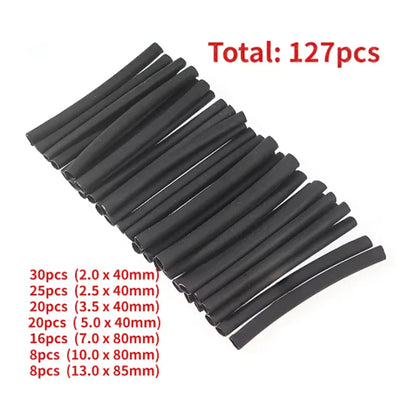 127PCS Heat-shrink Tubing Kit 2:1 black Thermoresistant Tube Electrical Connection Wire Cable Insulation Sleeving