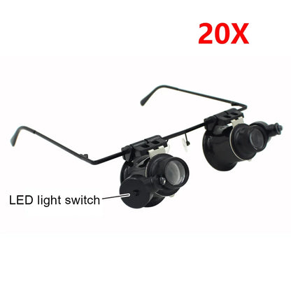 10X/15X/20X/25X LED Magnifier Glasses Magnifying Headband Eyewear for Reading Jewelers Watchmaker Repair Tools Magnifying Glass