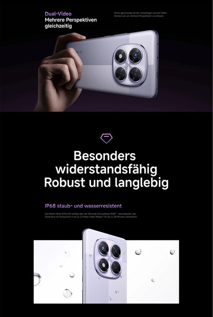 【Brand+】Xiaomi Redmi Note 14 Pro 5G Smartphone MediaTek Dimensity 7300-Ultra 200MP AI camera NFC 6.67"AMOLED display IP68