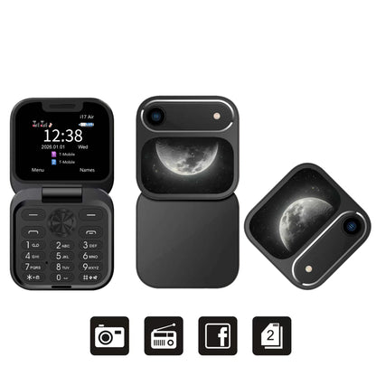 2026 New SERVO i17Air 2G Mini Foldable Mobile Phone Dual SIM Speed Dial Blacklist Flashlight Call Record Flip Cellphone FM Radio