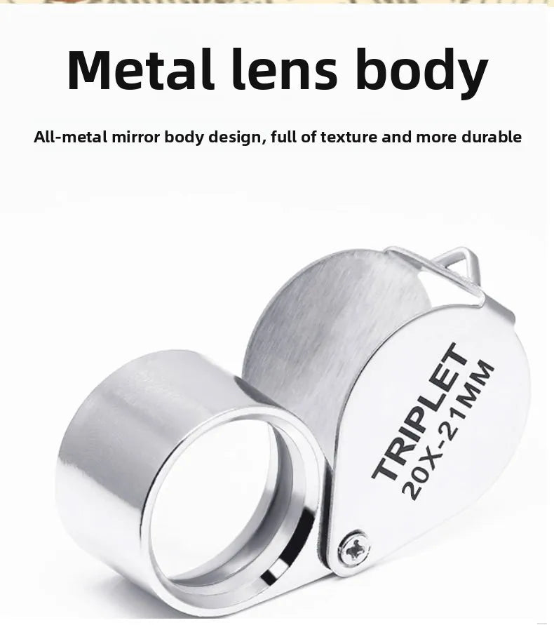 10-30X Pocket Loupe Magnifier Jewelry Magnifying Glass Foldable Diamond Lupa Triplet Jewelers Eye Glass Tool Reading Magnifiers