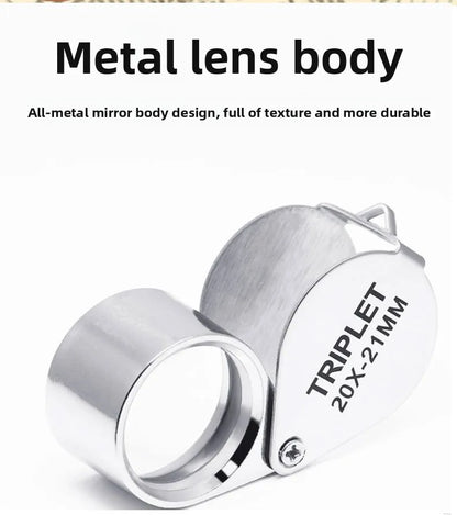 10-30X Pocket Loupe Magnifier Jewelry Magnifying Glass Foldable Diamond Lupa Triplet Jewelers Eye Glass Tool Reading Magnifiers