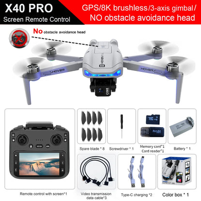 X40 GPS Drone Professional 4K Camera 3-axis gimbal Aerial Optional Obstacle Avoidance Brushless 5G WIFI FPV RC Quadcopter Toys