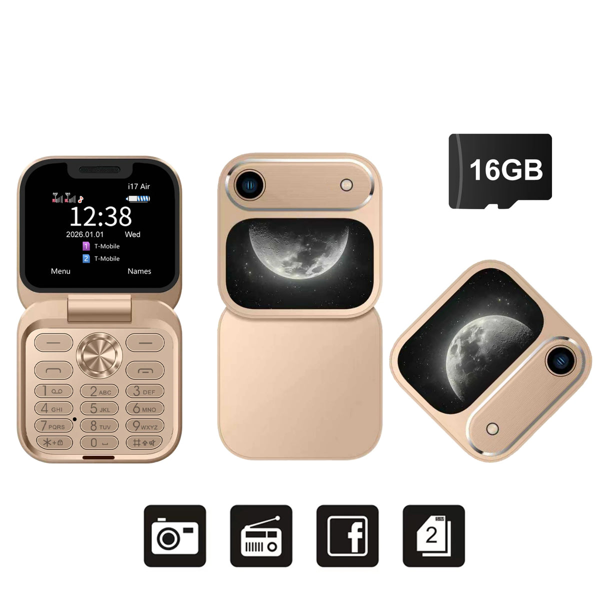 2026 New SERVO i17Air 2G Mini Foldable Mobile Phone Dual SIM Speed Dial Blacklist Flashlight Call Record Flip Cellphone FM Radio