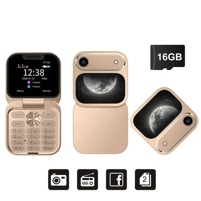 2026 New SERVO i17Air 2G Mini Foldable Mobile Phone Dual SIM Speed Dial Blacklist Flashlight Call Record Flip Cellphone FM Radio