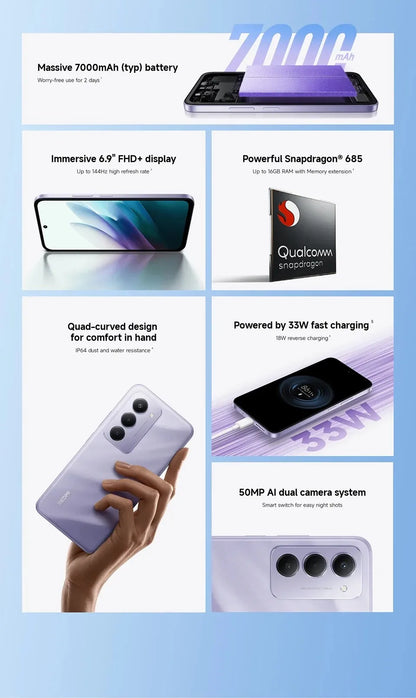 【Brand+】Redmi 15 Global Version Smartphone 6.9" 50MP 7000mAh battery 33W fast charging IP64 Snapdragon® 685 Mobile Platform