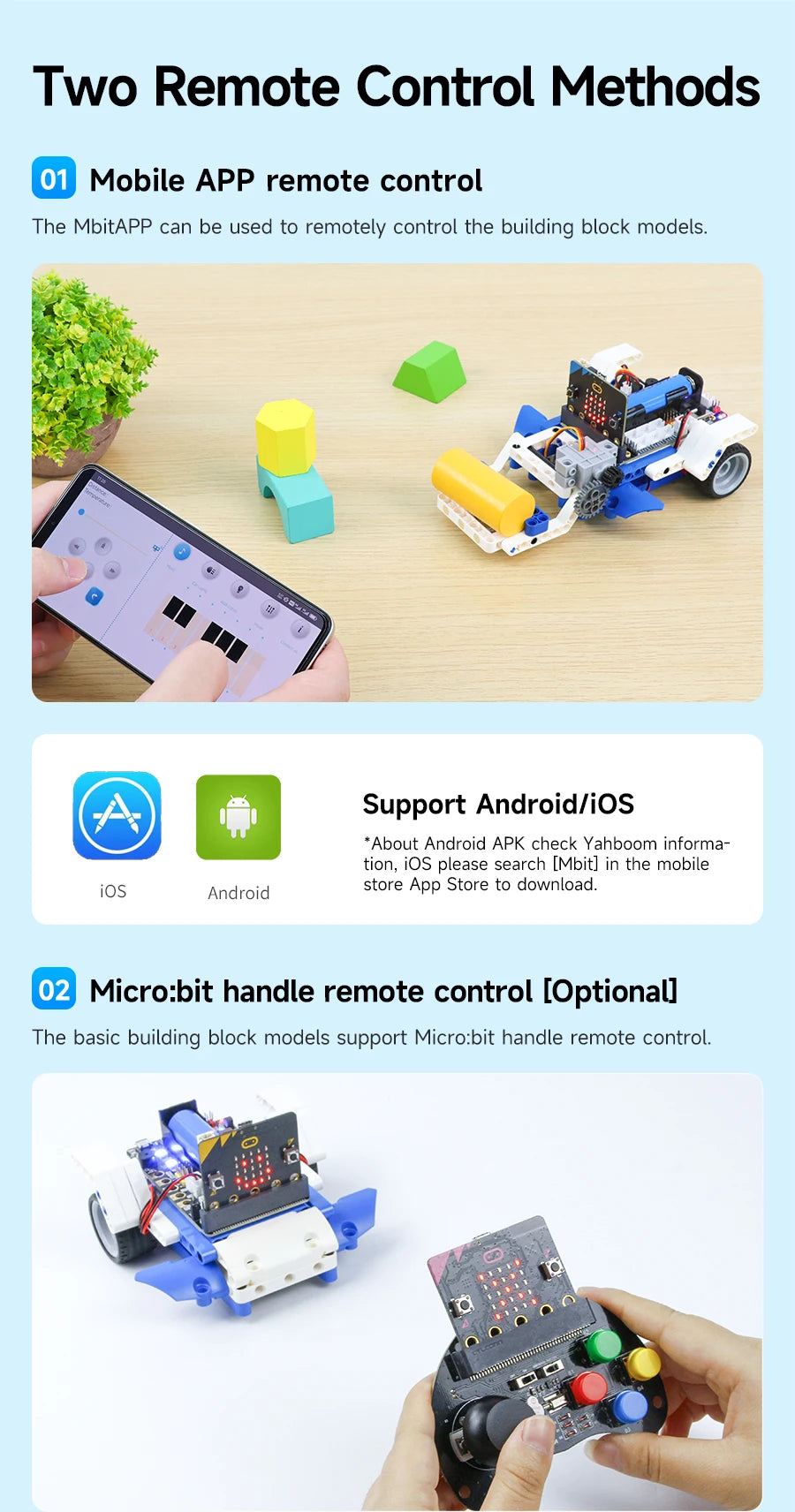 Yahboom Robot Kit Programmable 16 in 1 Building Block Kit Support Python And Makecode Programming Kids Coding for Microbit V2 V1