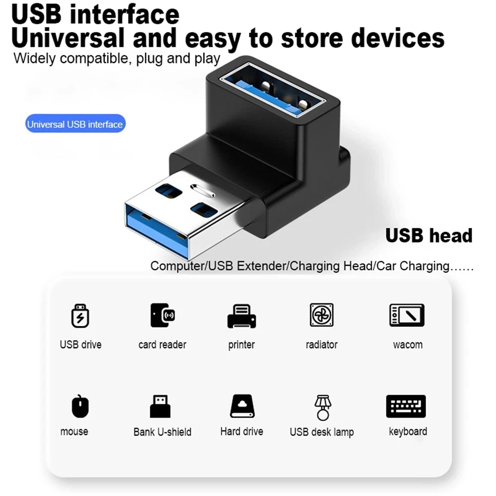 10 Gbps USB Upward Elbow Adapter for Laptop PC Connector Converte USB 3.0 Male to Female 90 Degree Right Angle Extension Adapter