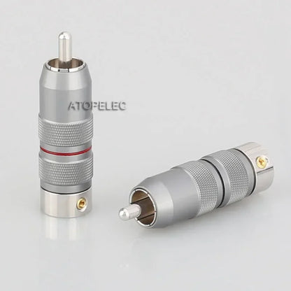 1 pair VIBORG 99.998% Pure Red Copper RCA Male Plug Connector Rhodium Plated Hi-Fi Audio VR107R