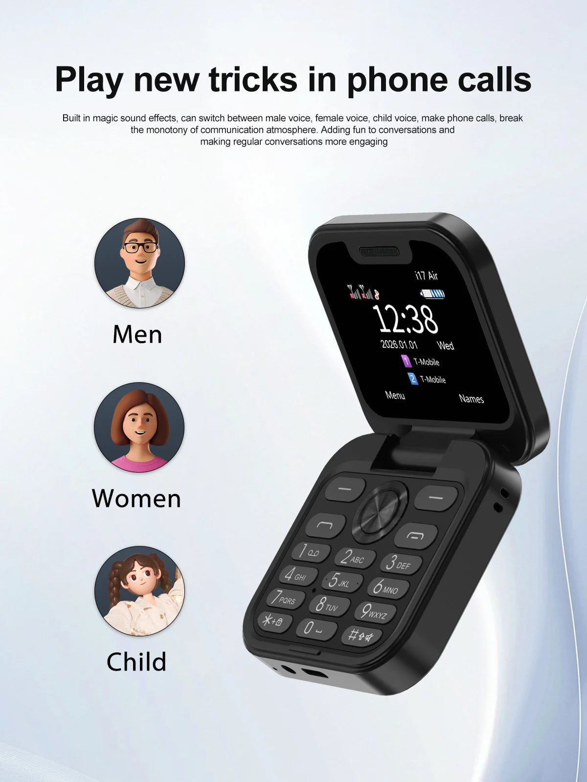 2026 New SERVO i17Air 2G Mini Foldable Mobile Phone Dual SIM Speed Dial Blacklist Flashlight Call Record Flip Cellphone FM Radio