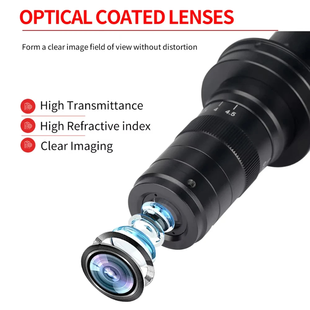 130X 150X 180X 215X zoom C Mount Lens Magnification Adjustable 0.7X~4.5X Optical Zoom Lens For HDMI USB Microscope Camera