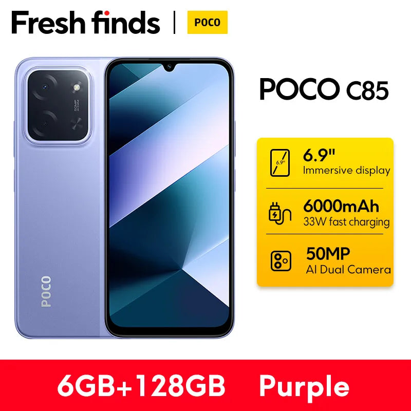 【World Premiere】POCO C85 Global Version Smartphone 128/256GB Helio G81-Ultra 6000mAh battery 6.9" display 50MP Camera 33W NFC