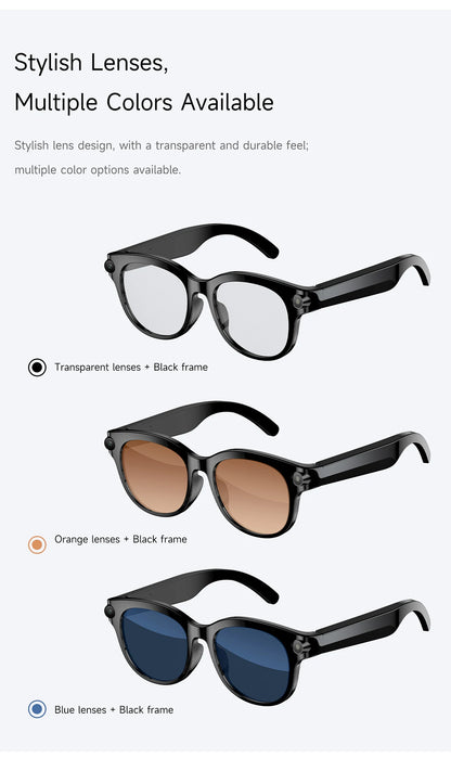 2026 AI Smart Glasses 200W HD Camera 1080P Translation AI Voice Assistant Music Playback LED Flashlight Men Women Smart Glasses