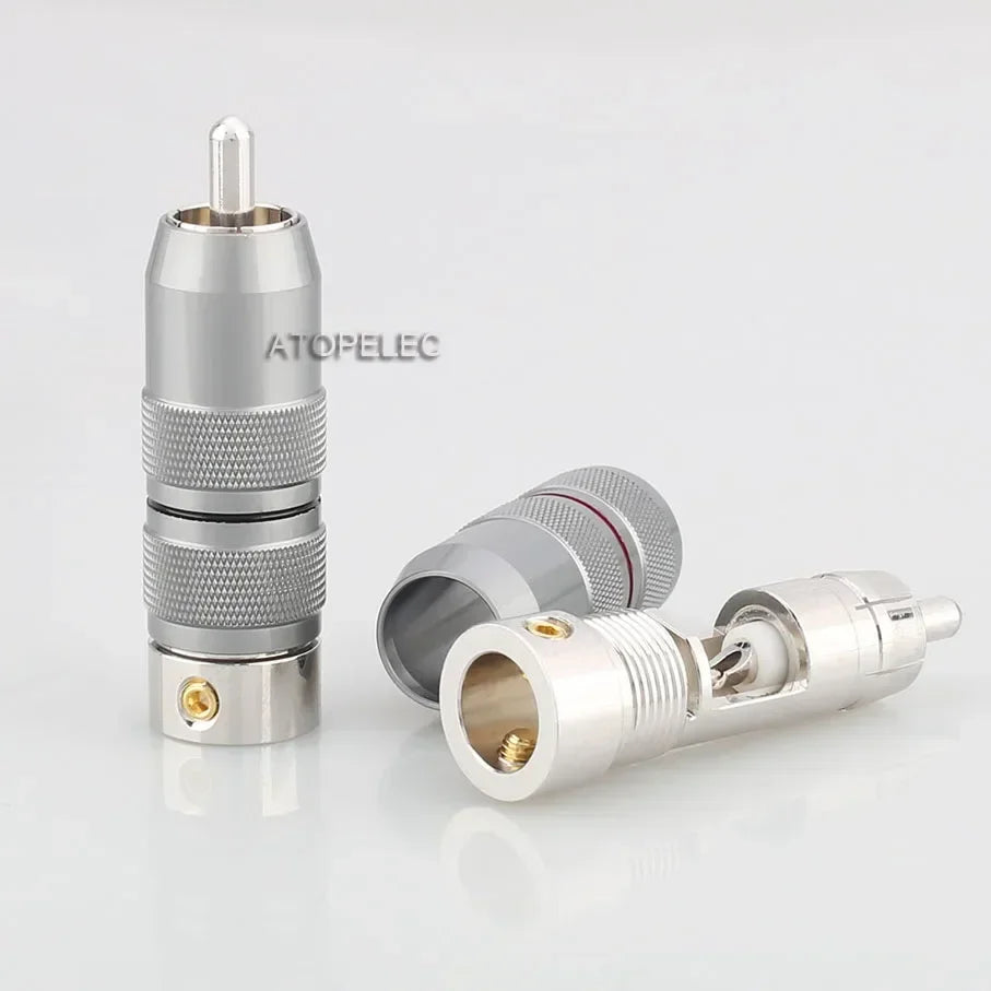 1 pair VIBORG 99.998% Pure Red Copper RCA Male Plug Connector Rhodium Plated Hi-Fi Audio VR107R
