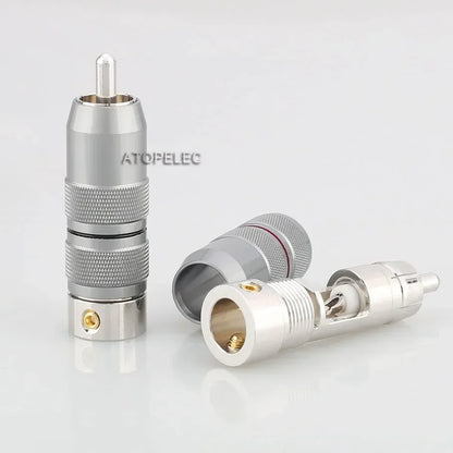 1 pair VIBORG 99.998% Pure Red Copper RCA Male Plug Connector Rhodium Plated Hi-Fi Audio VR107R