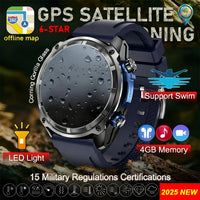 2025 New Military GPS Sports Smartwatches Men 5ATM Waterproof Fitness Tracker 4GB Memory Offline Maps 860Mah Battery Smart Watch