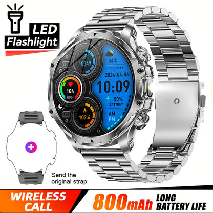 2025 New Men's Outdoor Sports Smart Watch 1.9" HD Touch Screen 800mAh Battery Life 100+ Sports Mode Fitness IPX8 Waterproof