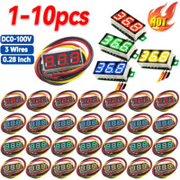 1-10PCS 3 Wires Digital Voltmeter DC 0-100V 0.28 Inch Digital DC Voltage Meter Head Voltage Tester Accurate Pressure Measurement
