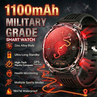 2026 New Military 1100mAh Battery Outdoor Sports SmartWatch Men Compass Flashlight GPS trackr 10ATM Waterproof Fitness Bracelet