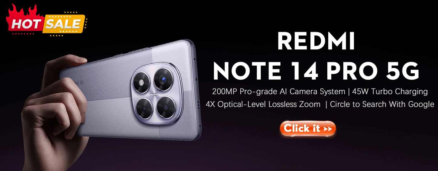 【Brand+】Xiaomi Redmi Note 14 Pro 5G Smartphone MediaTek Dimensity 7300-Ultra 200MP AI camera NFC 6.67"AMOLED display IP68