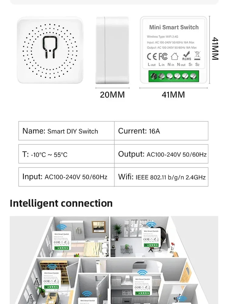 16A/20A Tuya Smart WiFi/Zigbee3.0 Switch APP Control Switch Mini Breaker Smart Life Control Support Alexa Home Yandex Alice