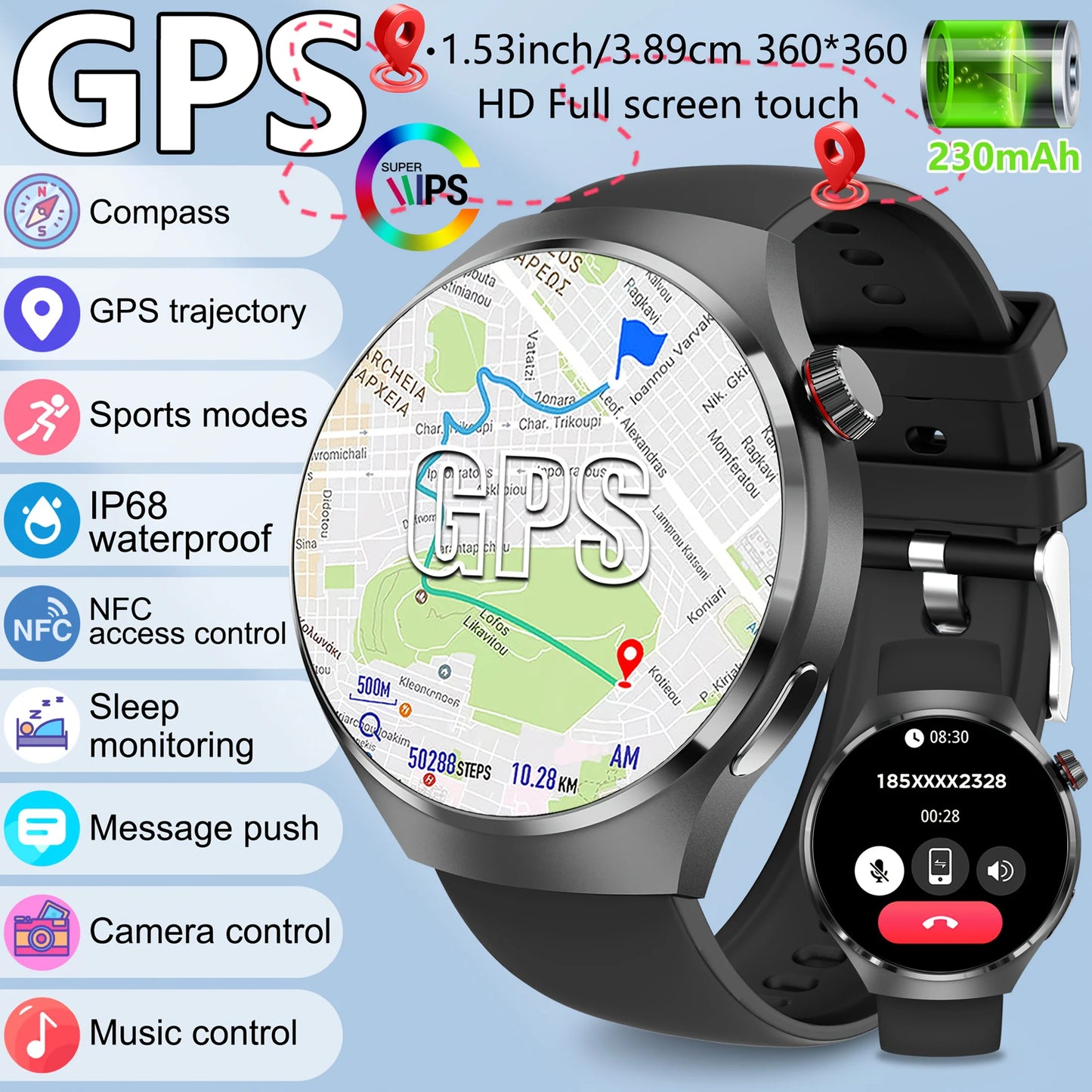 2025 New Originl Watch G5 PlUS Smart Watch 1.75"HD AMOLED Screen GPS track Heart Rate Bluetooth Call Compass Smartwatch for Men