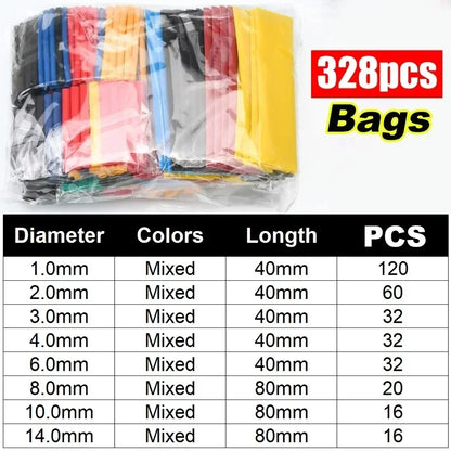 1600/127pcs Heat-shrink Tubing Thermoresistant Tube Heat Shrink Wrapping Kit Electrical Connection Wire Insulation Sleeving
