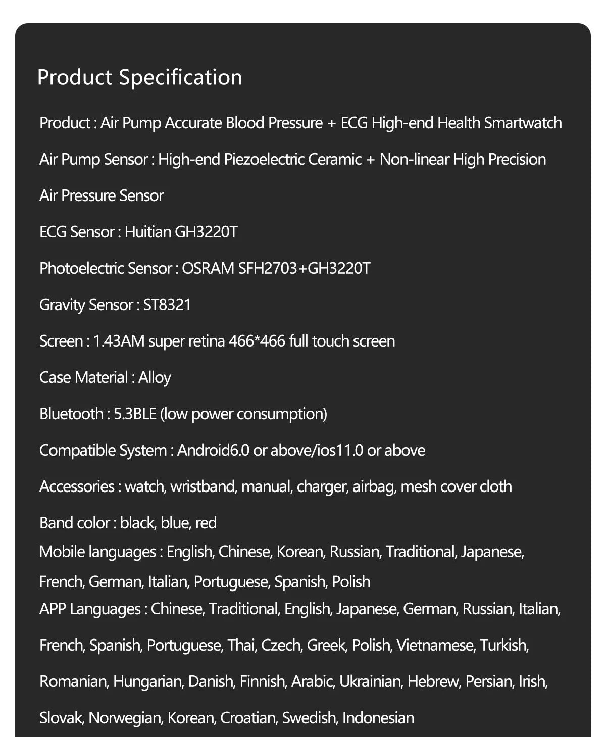 2026 New Upgrade Air Pump Blood Pressure Accurate Measure SmartWatch ECG Micro Physical Examination NFC Airbag Smart Watches Man