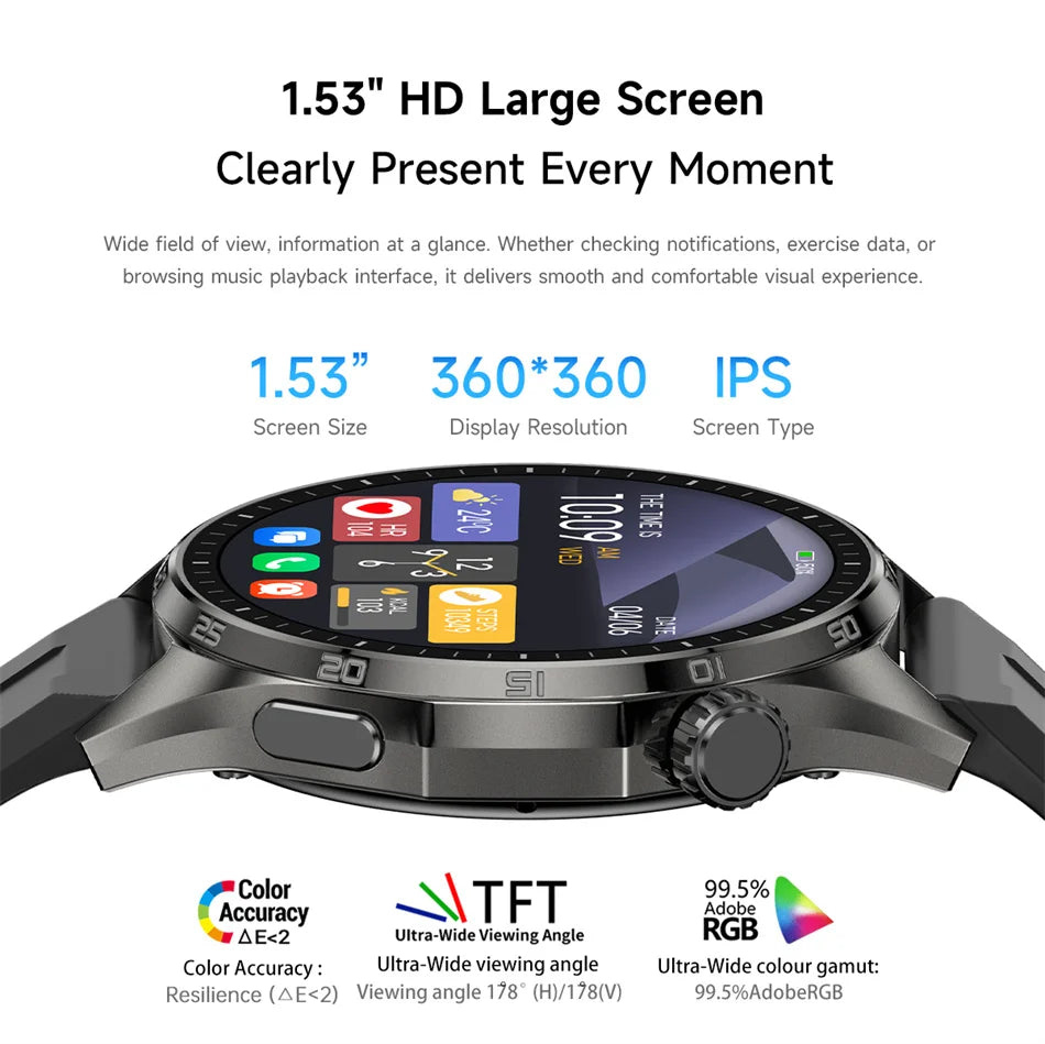 2026 New Watch 6 NFC Bluetooth Call Smart Watches Men GPS Tracking Sports Fitness IP68 Waterproof 1.53inch AMOLED Smartwatch