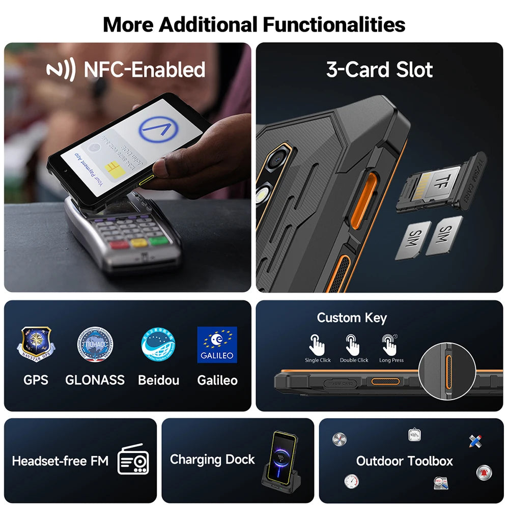 【World Premiere】Ulefone RugKing 2 Pro AI Rugged Phone Android 15 4G 128GB ROM Waterproof Smartphone NFC 5.45