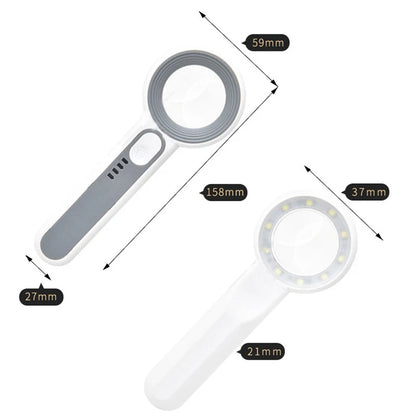 1pc Rechargeable Handheld Magnifier 3 Lighting Modes Illuminated Magnifying Glass With LED Light For Seniors Reading Repair