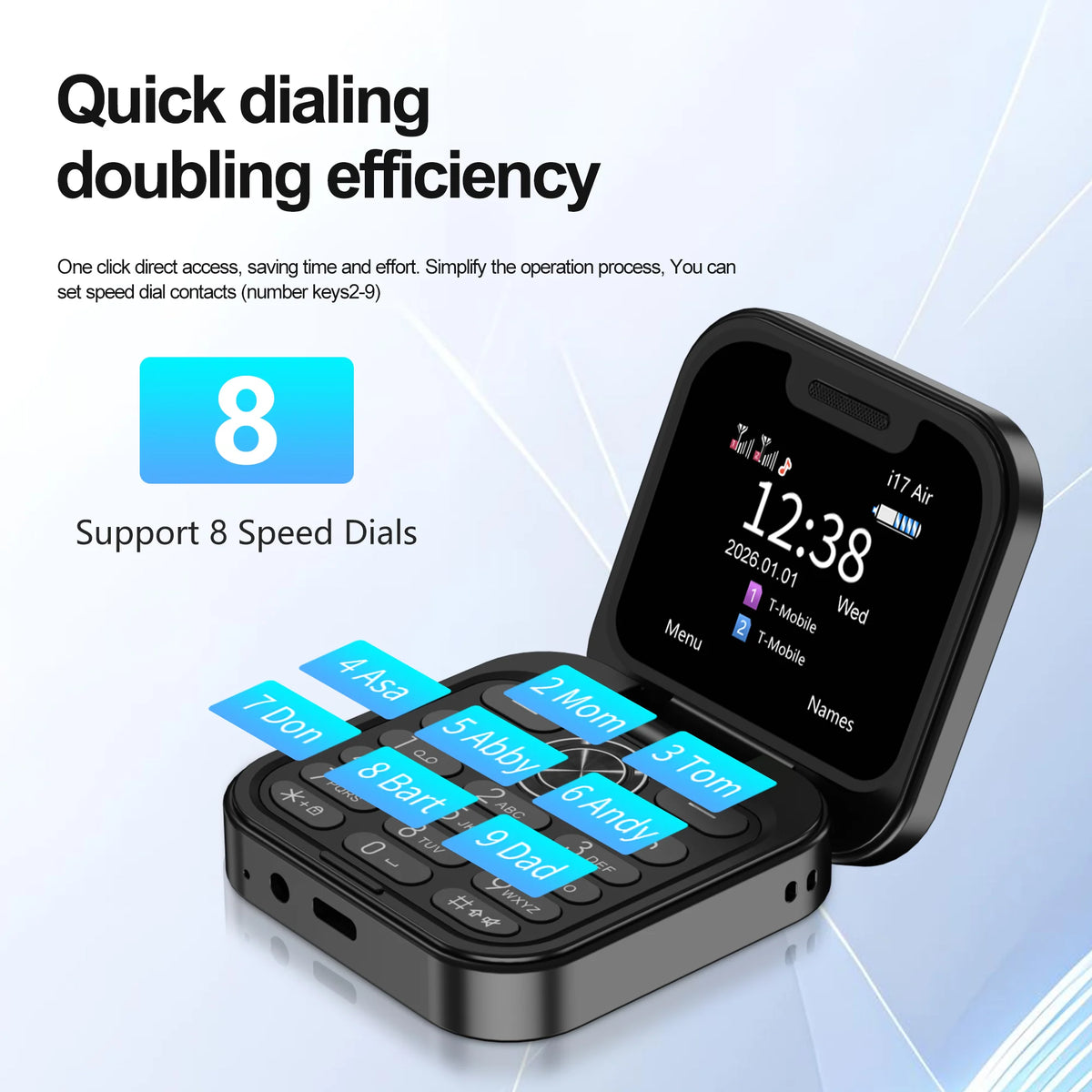 2026 New SERVO i17Air 2G Mini Foldable Mobile Phone Dual SIM Speed Dial Blacklist Flashlight Call Record Flip Cellphone FM Radio