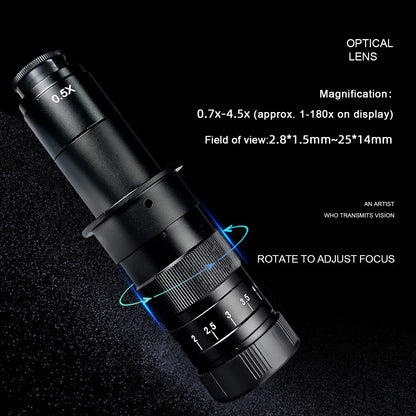 130X 150X 180X 215X zoom C Mount Lens Magnification Adjustable 0.7X~4.5X Optical Zoom Lens For HDMI USB Microscope Camera