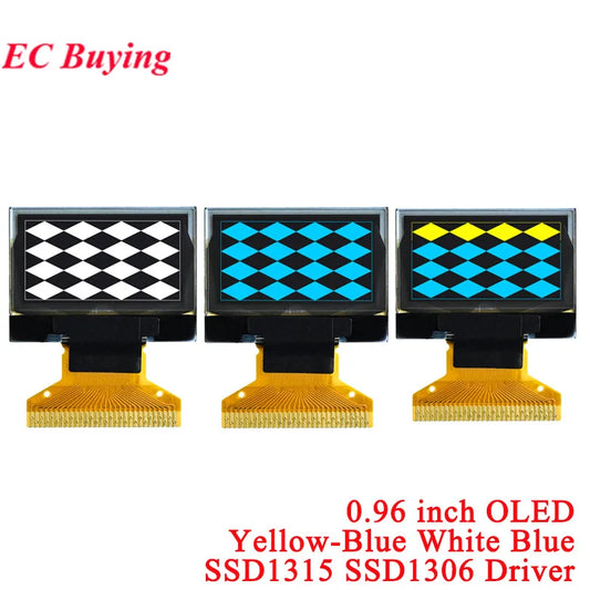 0.96" 0.96 inch OLED LCD Screen Display 128*64 Resolution Yellow-Blue Blue White 128X64 SSD1315 SSD1306 Driver I2C SPI 0.49"