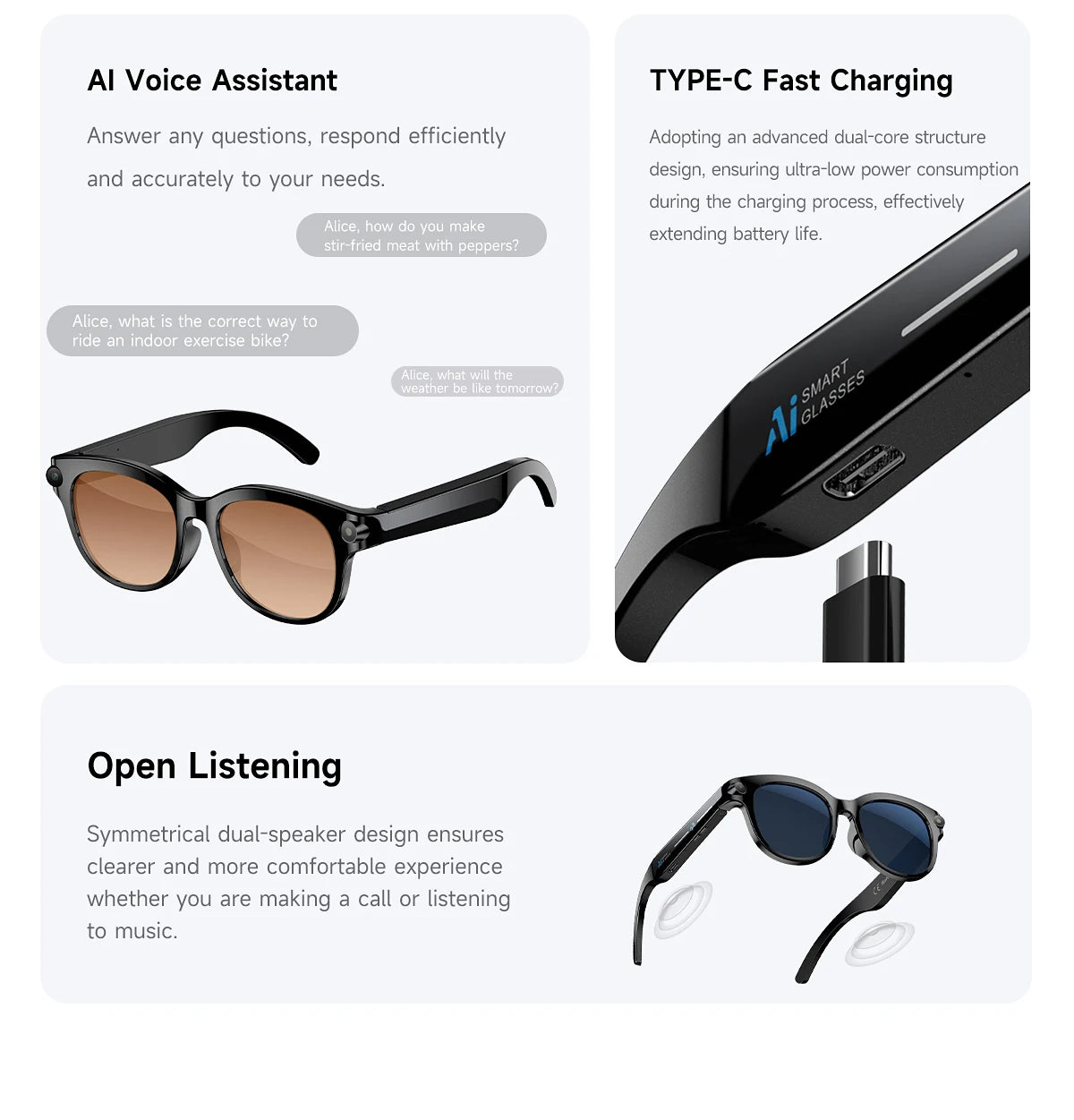 2026 AI Smart Glasses 200W HD Camera 1080P Translation AI Voice Assistant Music Playback LED Flashlight Men Women Smart Glasses