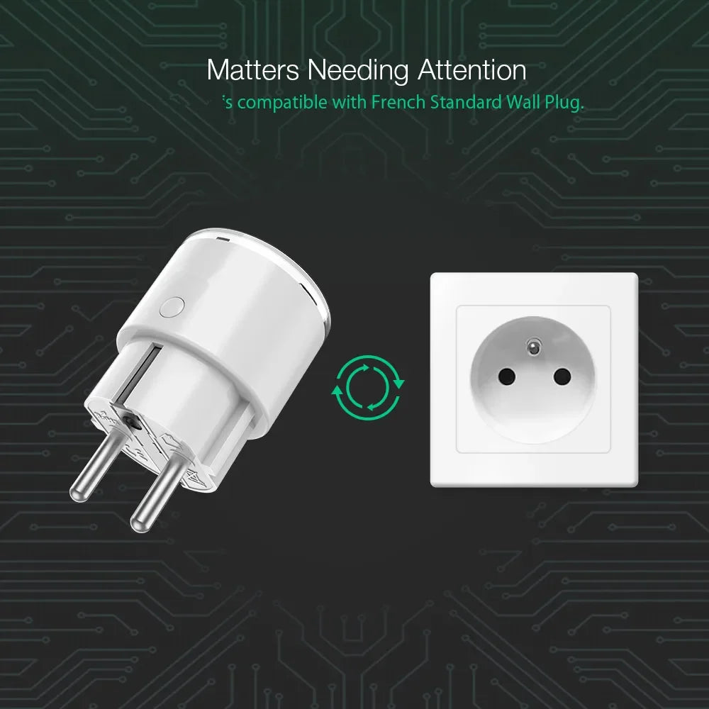 15A 3450W WiFi Smart Plug Wireless Power Socket Outlet Energy Monitoring No Hub App Remote Control EU Plug